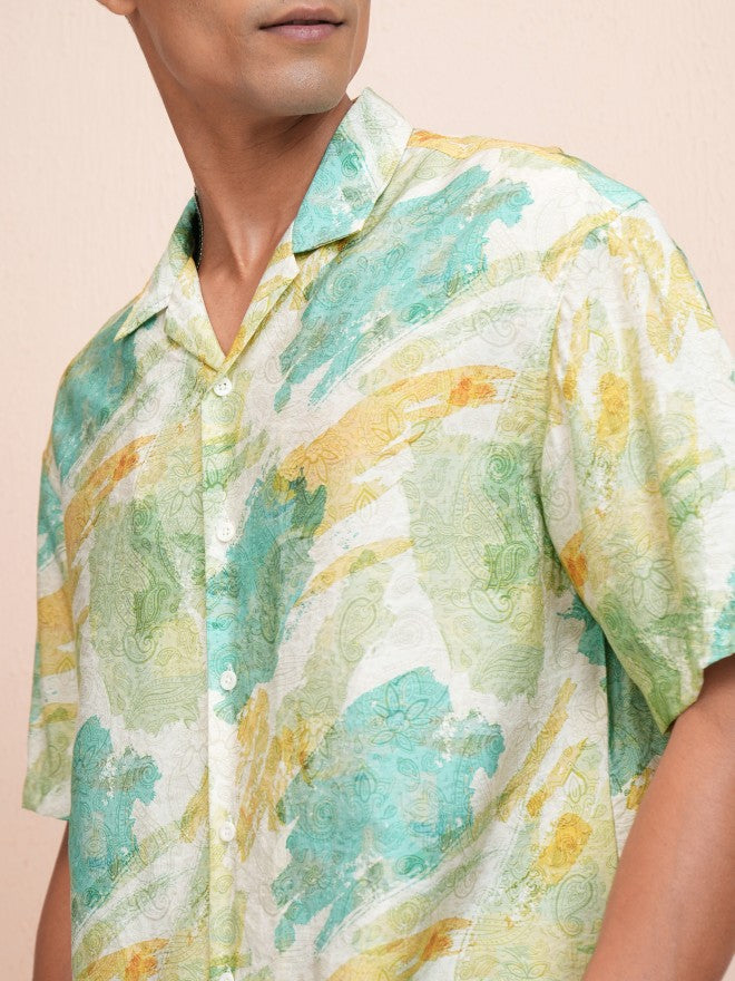 Locomotive Men Yellow Printed Oversized Fit Casual Shirt - Yellow - Image 5