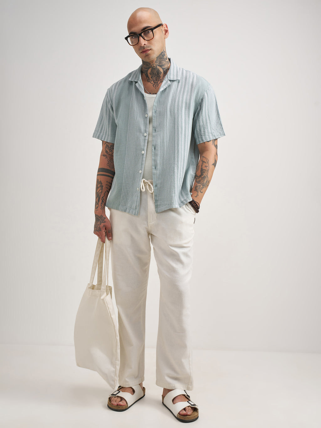 Locomotive Men Blue Striped Oversized Fit Casual Shirt - Blue - Image 2
