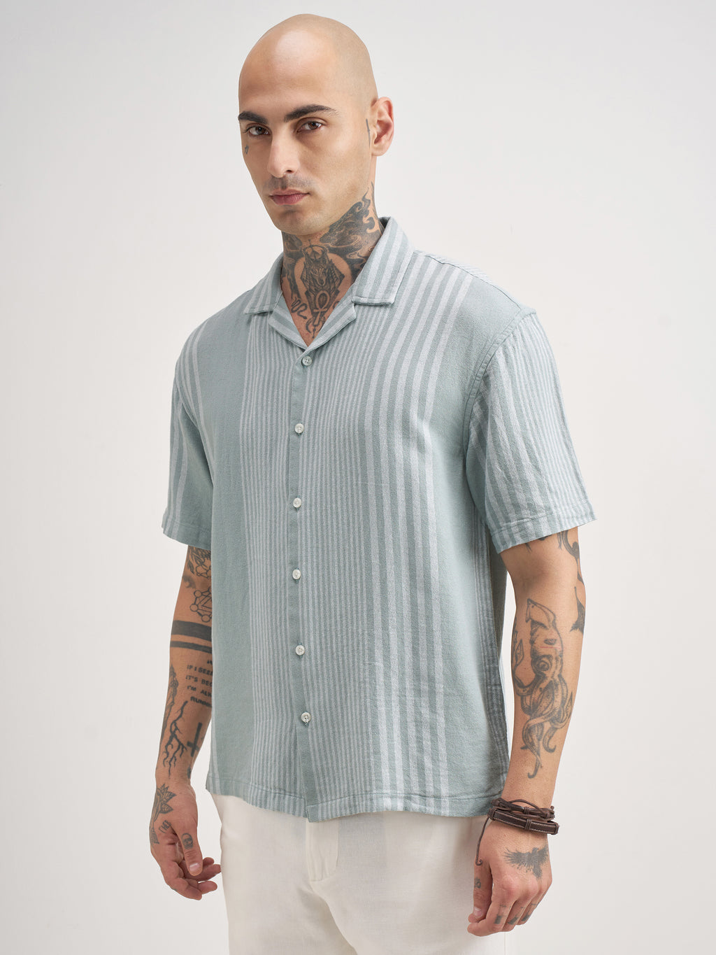 Locomotive Men Blue Striped Oversized Fit Casual Shirt - Blue - Image 4
