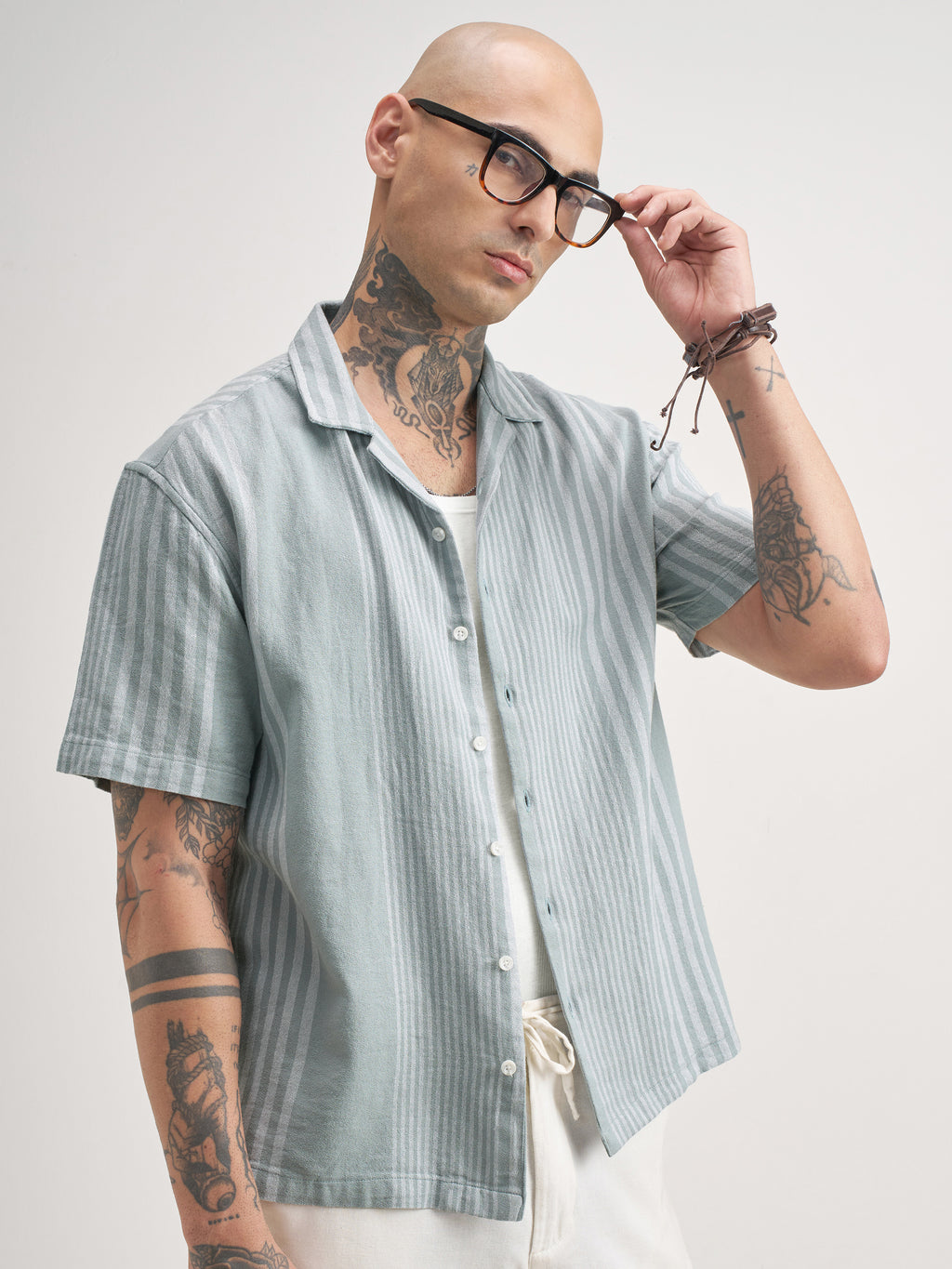 Locomotive Men Blue Striped Oversized Fit Casual Shirt - Blue - Image 6
