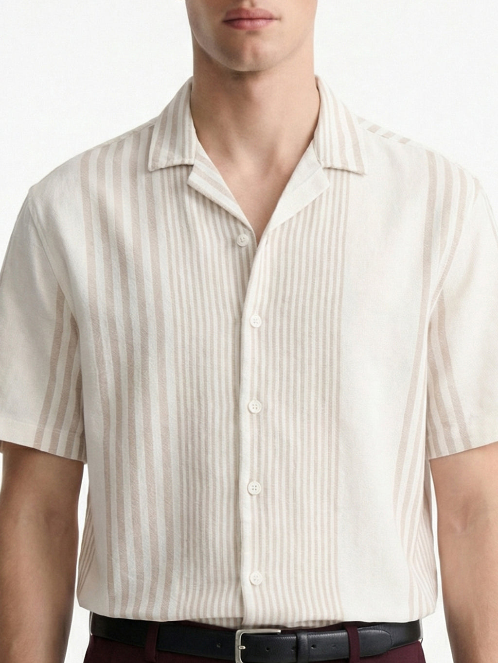 Locomotive Men Off White Stripes Oversized Fit Casual Shirt - Off White - Image 6