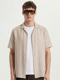 Locomotive Men Beige Stripes Oversized Fit Casual Shirt - Beige - Image 1