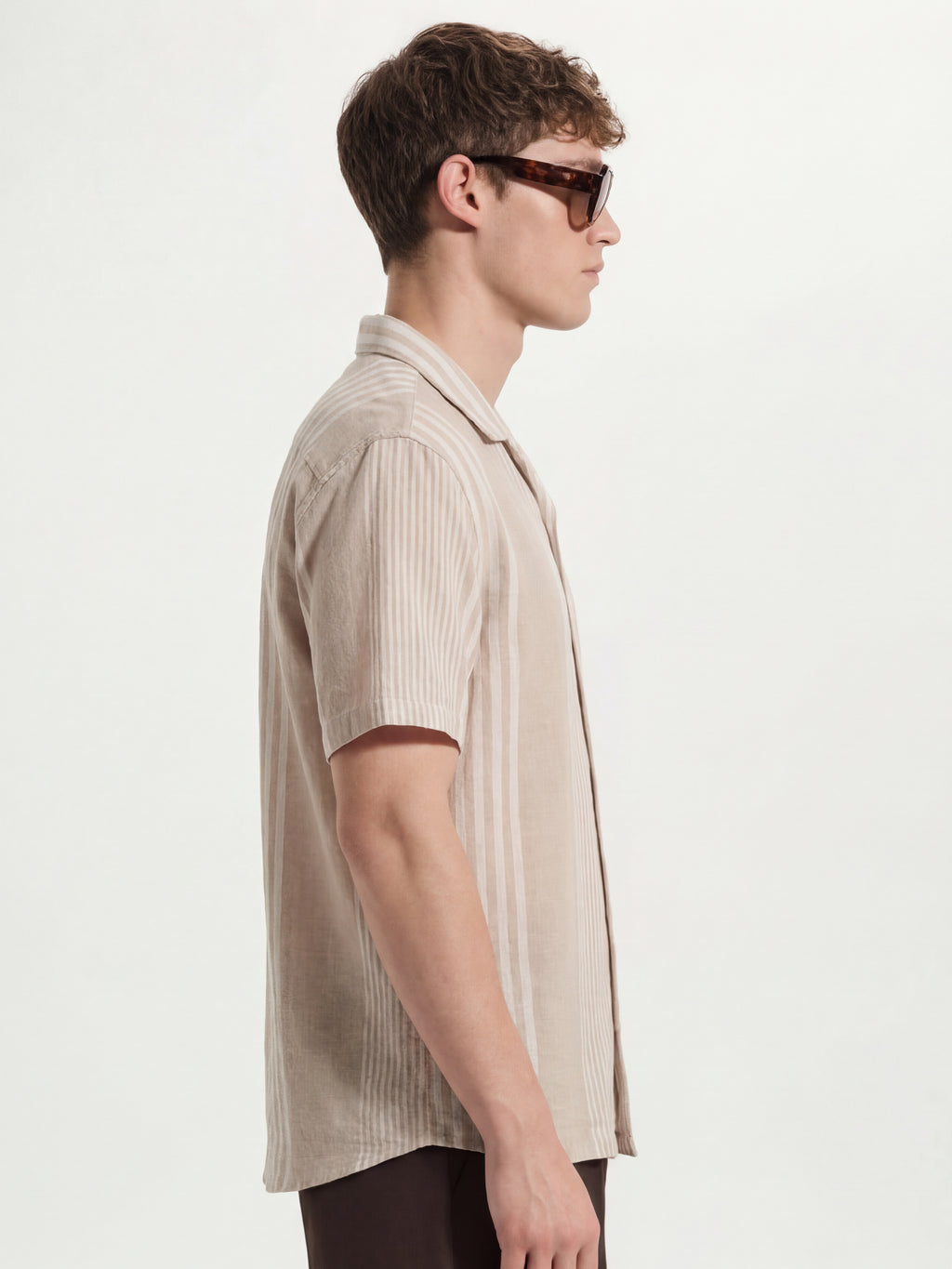 Locomotive Men Beige Stripes Oversized Fit Casual Shirt - Beige - Image 4