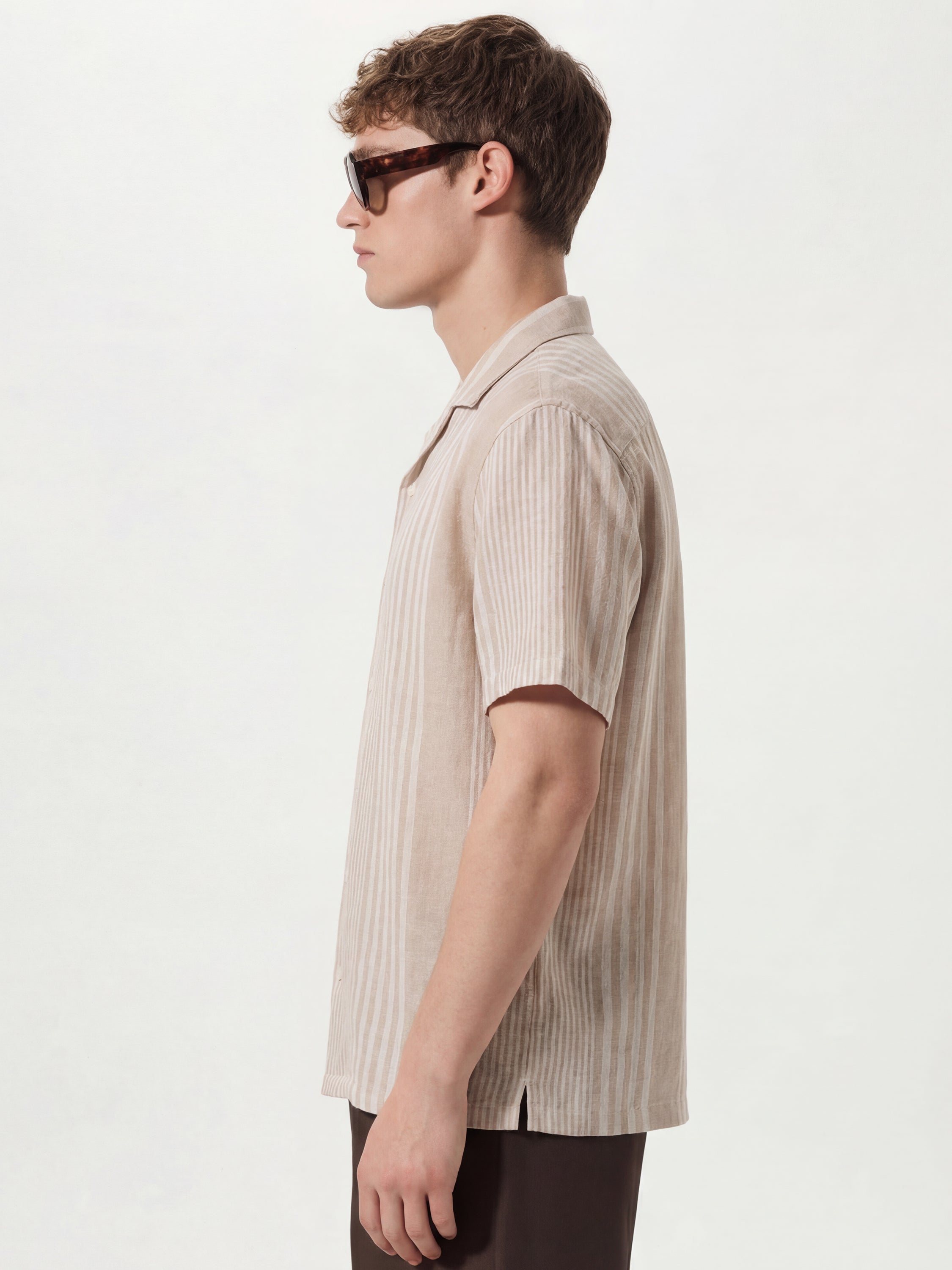 Locomotive Men Beige Stripes Oversized Fit Casual Shirt - Beige - Image 5