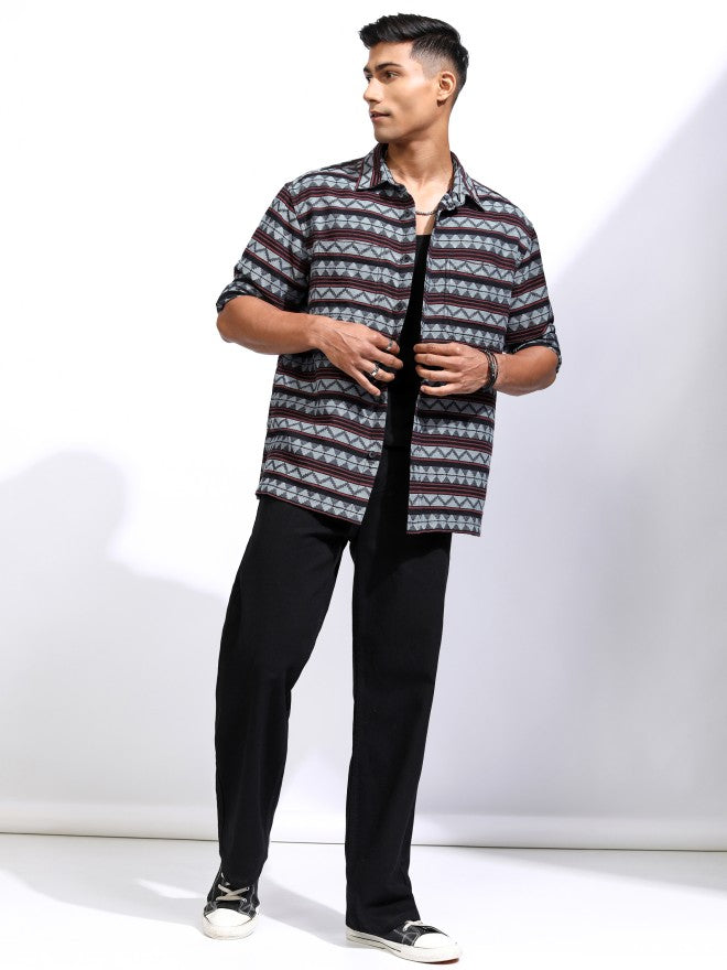 Locomotive Men Blue Printed Regular Fit Casual Shirt - Blue - Image 2