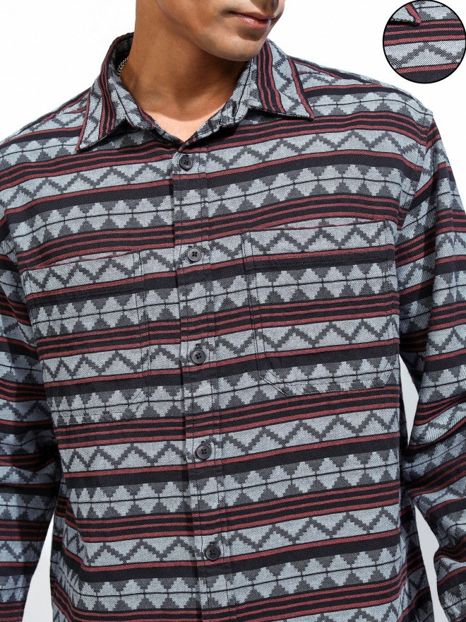 Locomotive Men Blue Printed Regular Fit Casual Shirt - Blue - Image 5