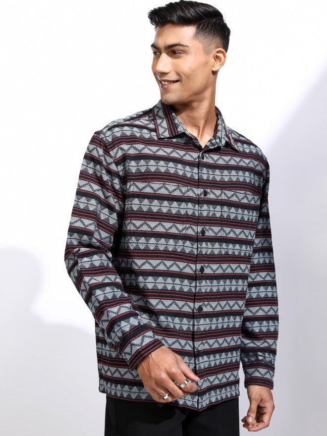 Locomotive Men Blue Printed Regular Fit Casual Shirt - Blue - Image 6