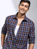 Locomotive Men Maroon Checked Oversized Fit Casual Shirt - Maroon - Image 1