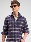 Locomotive Men Purple Checked Relaxed Fit Casual Shirt - Purple - Image 1