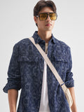 Locomotive Men Blue Self Design Relaxed Fit Casual Shirt - Blue - Image 1