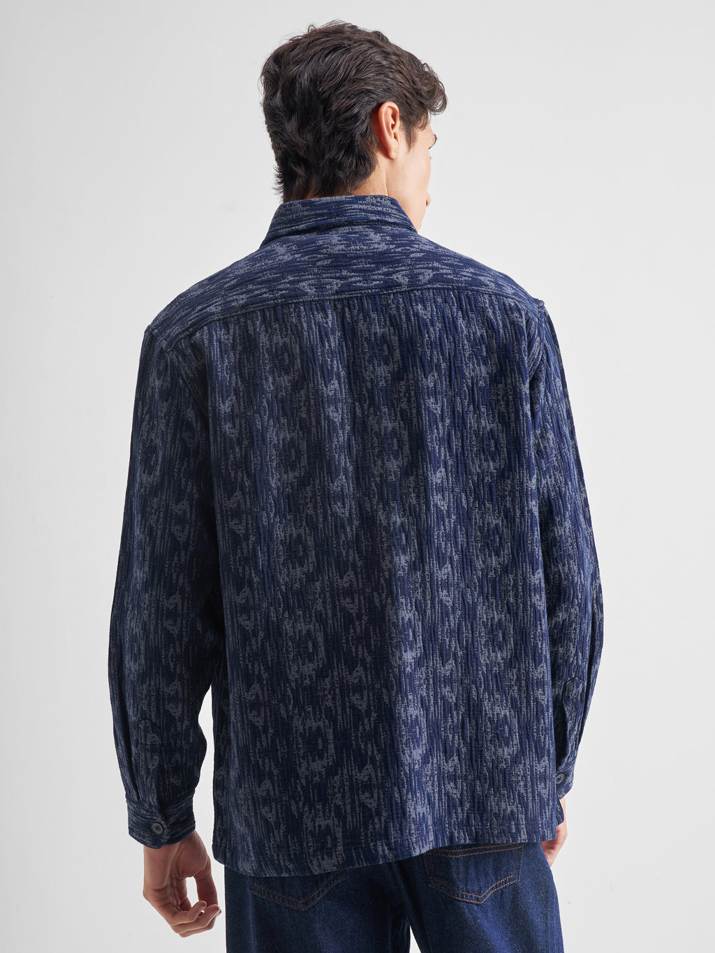 Locomotive Men Blue Self Design Relaxed Fit Casual Shirt - Blue - Image 3