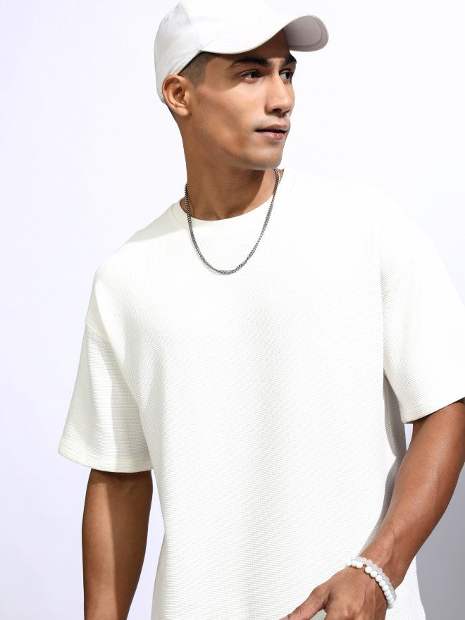 Locomotive Men cream Solid Oversized Fit Casual Shirt - Cream - Image 1