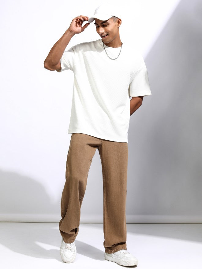 Locomotive Men cream Solid Oversized Fit Casual Shirt - Cream - Image 2