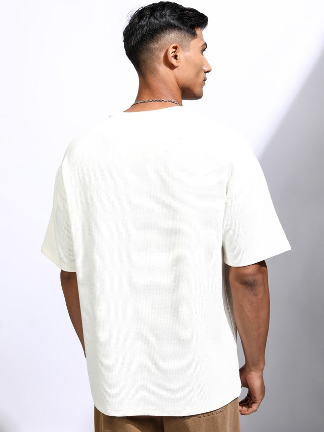 Locomotive Men cream Solid Oversized Fit Casual Shirt - Cream - Image 3