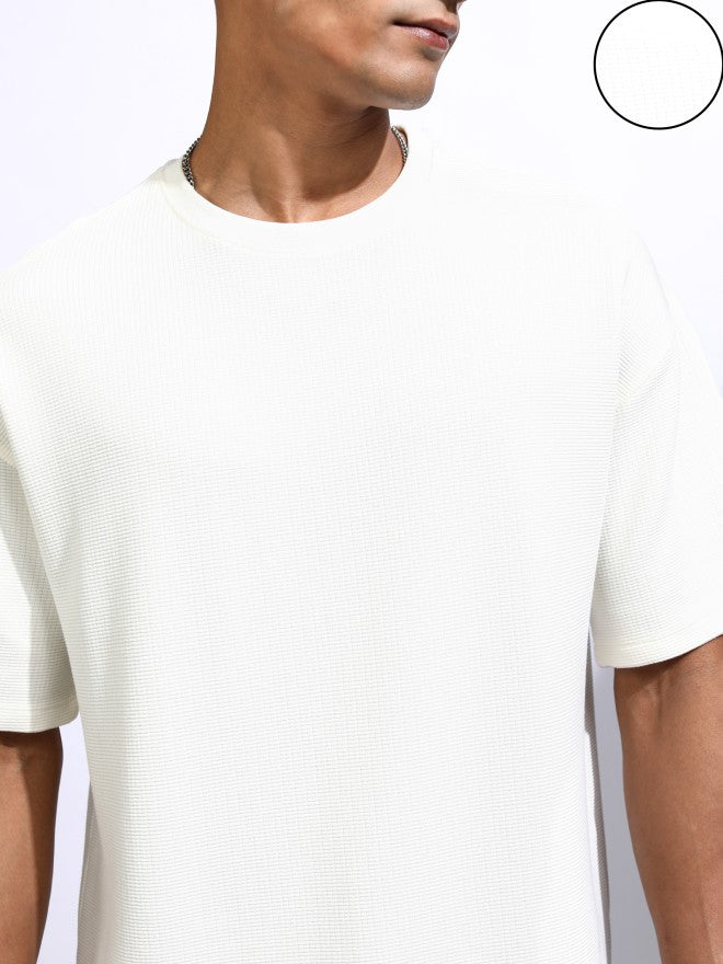 Locomotive Men cream Solid Oversized Fit Casual Shirt - Cream - Image 5