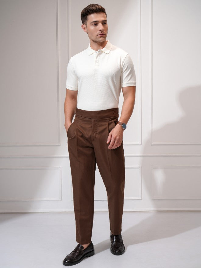 Locomotive Men Cream Self Design Polo Collar T-Shirt - Cream - Image 2