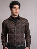Locomotive Men Brown Printed Slim Fit Casual Shirt - Brown - Image 1