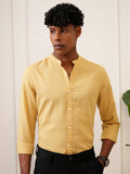 Locomotive Men Yellow Solid Regular Fit Casual Shirts - Yellow - Image 1