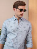 Locomotive Men Blue Printed Slim Fit Casual Shirt - Blue - Image 1