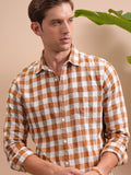 Locomotive Men Terracotta Mocklino Textured Cuban Collar Relaxed Shirt - Terracotta - Image 1