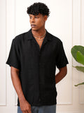 Locomotive Men Black Self Design Regular Fit Casual Shirt - Black - Image 1