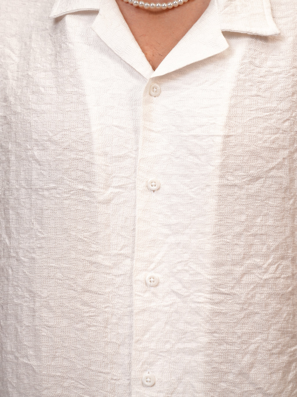 Locomotive Men White Self Design Regular Fit Casual Shirt - White - Image 7