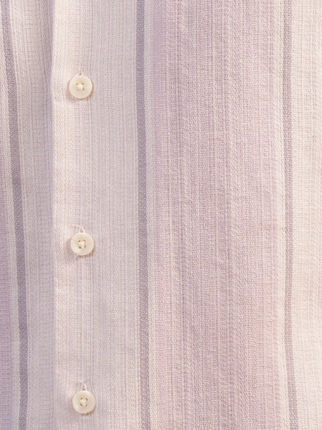 Locomotive Premium Men Pink Dobby Textured Cuban Collar Relaxed Shirt - Pink - Image 7