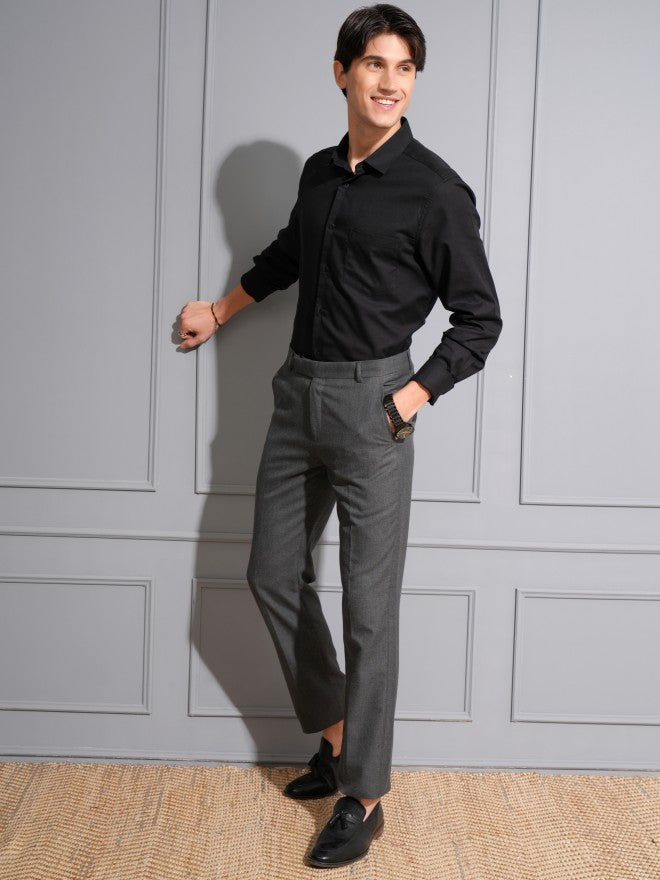 Locomotive Men Black Solid Slim Fit Casual Shirt - Black - Image 2