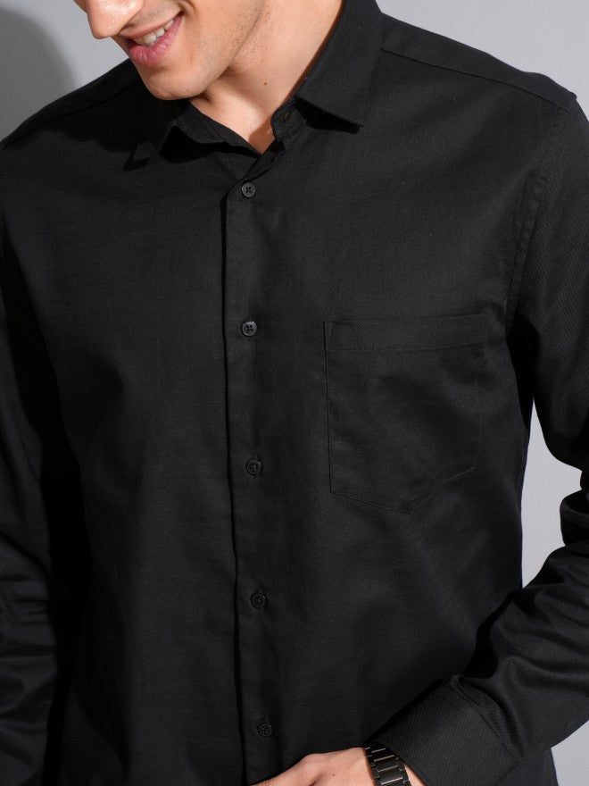 Locomotive Men Black Solid Slim Fit Casual Shirt - Black - Image 5