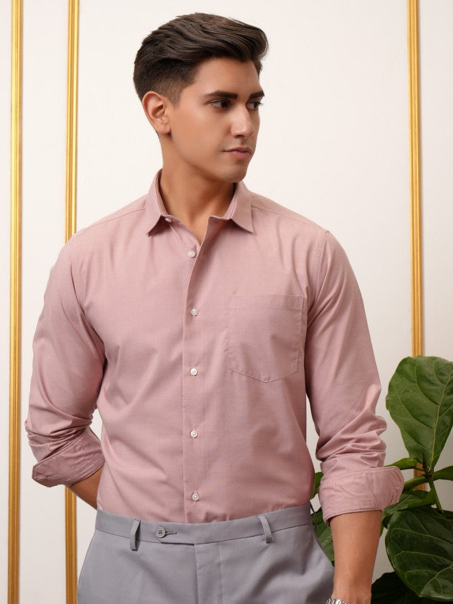Locomotive Premium Men Pink Solid Occation Shirt - Pink - Image 1