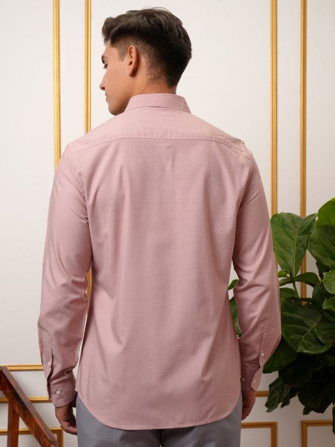 Locomotive Premium Men Pink Solid Occation Shirt - Pink - Image 3