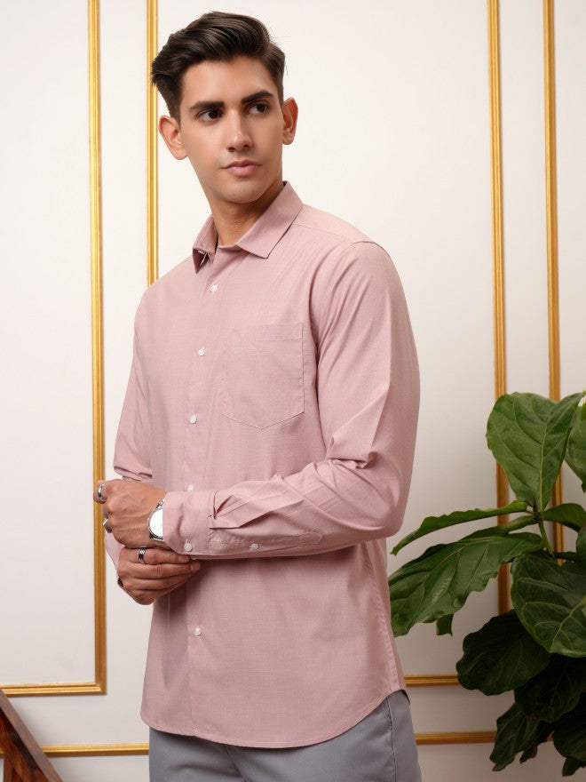 Locomotive Premium Men Pink Solid Occation Shirt - Pink - Image 4