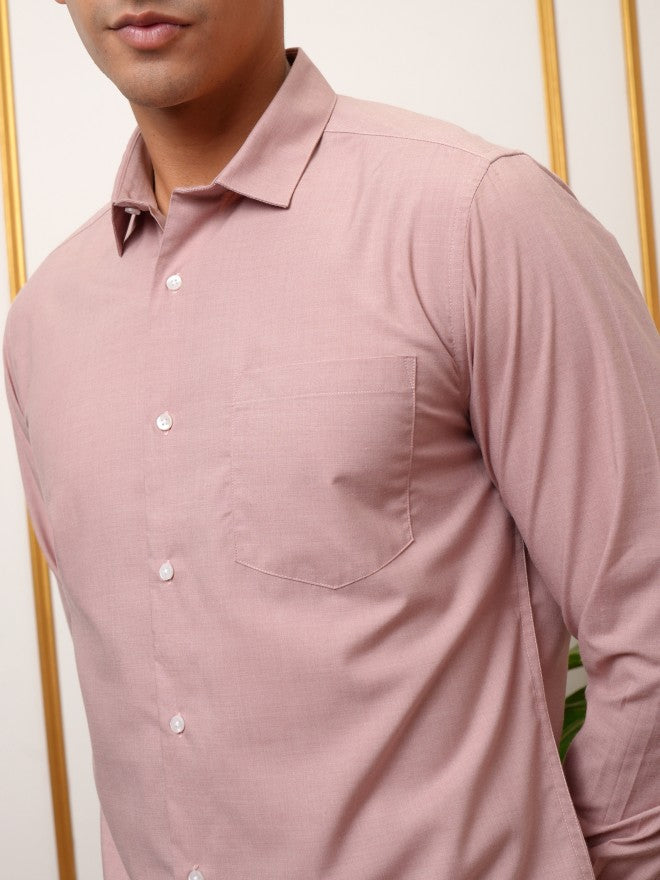 Locomotive Premium Men Pink Solid Occation Shirt - Pink - Image 5