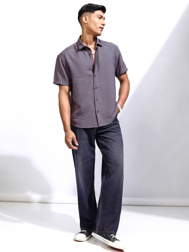 Locomotive Men Mauve Textured Relaxed Fit Casual Shirt - Mauve - Image 2
