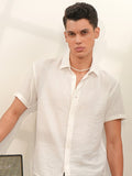 Locomotive Men White Self Design Regular Fit Casual Shirt - White - Image 1