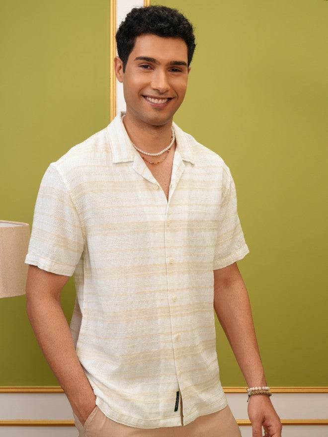 Locomotive Men White Striped Relaxed Fit Casual Shirt - White - Image 6