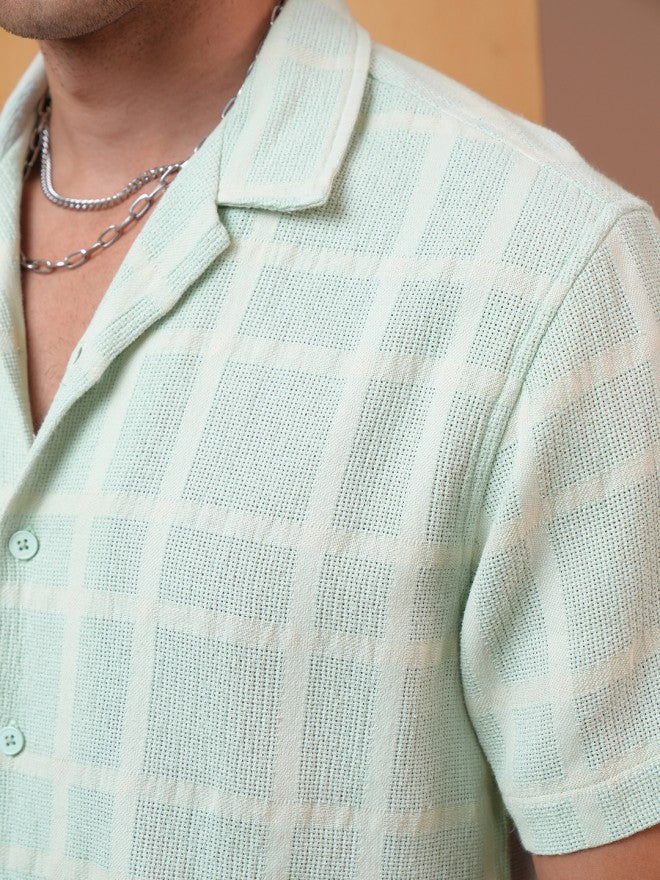 Locomotive Premium Men Green Checked Regular Fit Casual Shirt - Green - Image 8