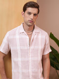 Locomotive Premium Men Pink Checked Regular Fit Casual Shirt - Pink - Image 1