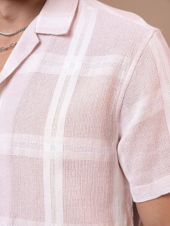 Locomotive Premium Men Pink Checked Regular Fit Casual Shirt - Pink - Image 8