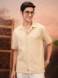 Locomotive Men Beige Solid Relaxed Fit Casual Shirt - Beige - Image 1