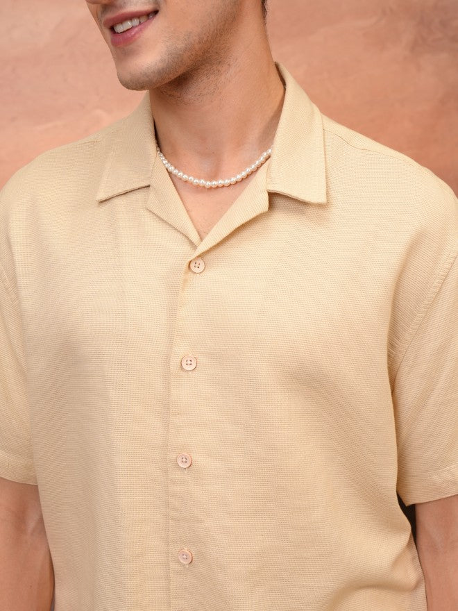 Locomotive Men Beige Solid Relaxed Fit Casual Shirt - Beige - Image 5