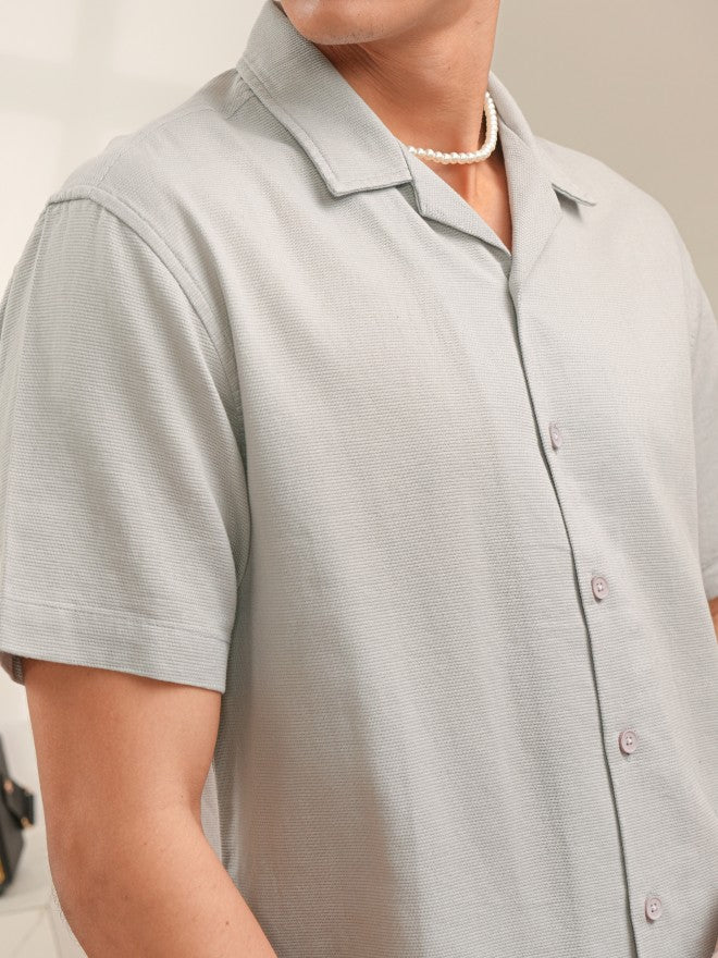 Locomotive Men Grey Textured Regular Fit Casual Shirts - Grey - Image 5