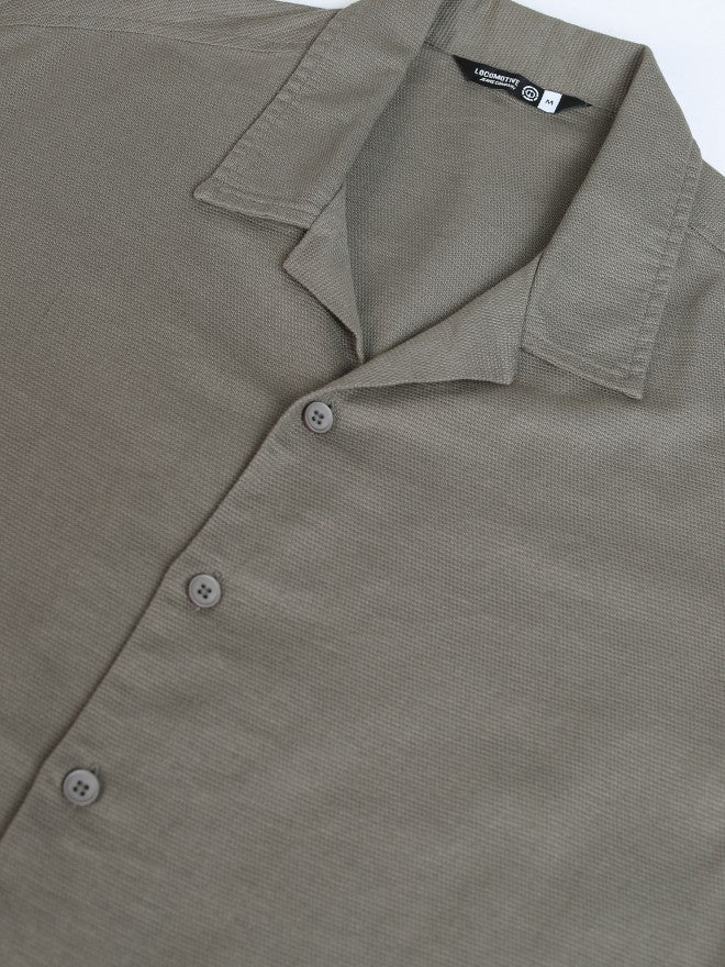 Locomotive Premium Men Grey Textured Relaxed Fit Casual Shirt - Grey - Image 8