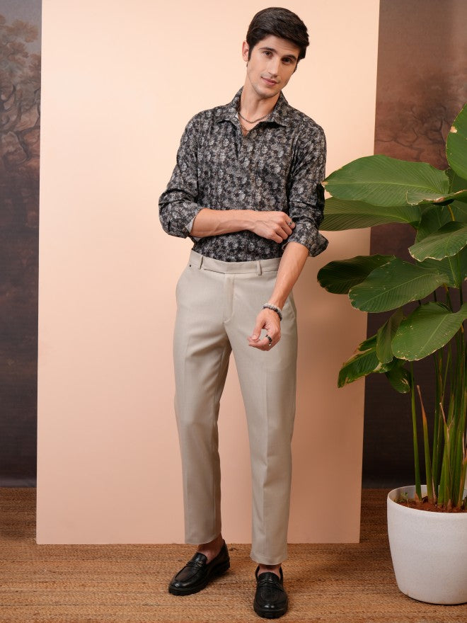 Locomotive Men Brown Printed Slim Fit Casual Shirt - Brown - Image 2