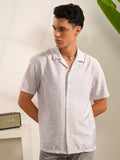 Locomotive Men Grey Textured Regular Fit Casual Shirts - Grey - Image 1