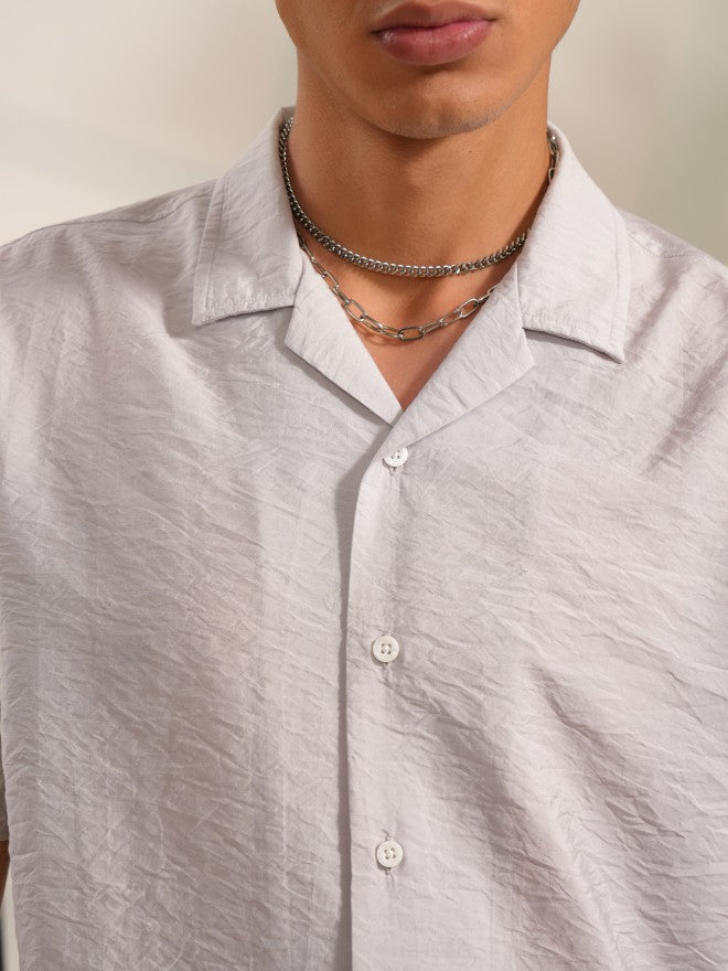 Locomotive Men Grey Textured Regular Fit Casual Shirts - Grey - Image 7