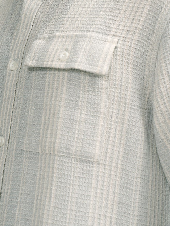 Locomotive Men Grey Striped Relaxed Fit Casual Shirt - Grey - Image 7