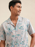 Locomotive Men Peach Printed Relaxed Fit Casual Shirt - Peach - Image 1
