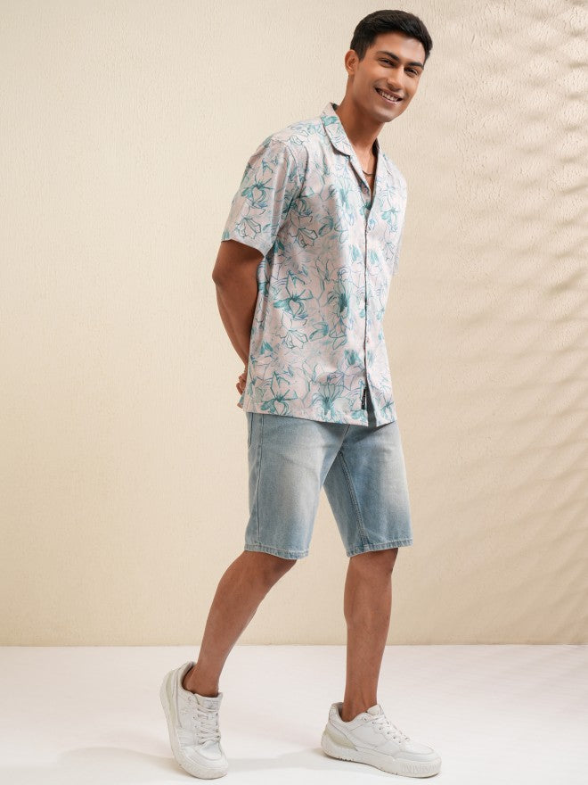 Locomotive Men Peach Printed Relaxed Fit Casual Shirt - Peach - Image 2