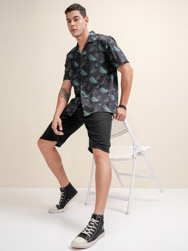 Locomotive Men Black Printed Relaxed Fit Casual Shirt - Black - Image 2